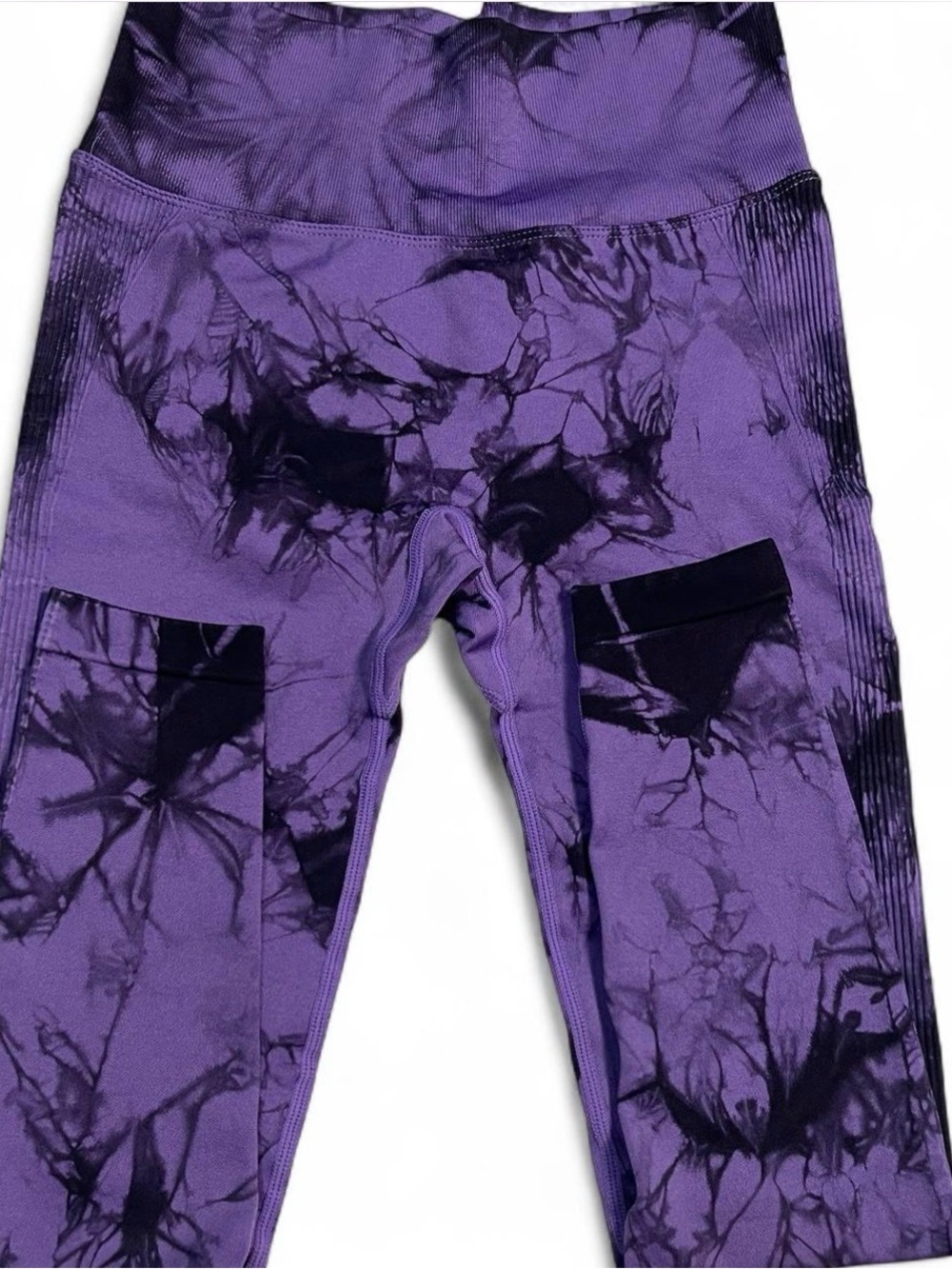 High-Waist Purple Tie-Dye Leggings